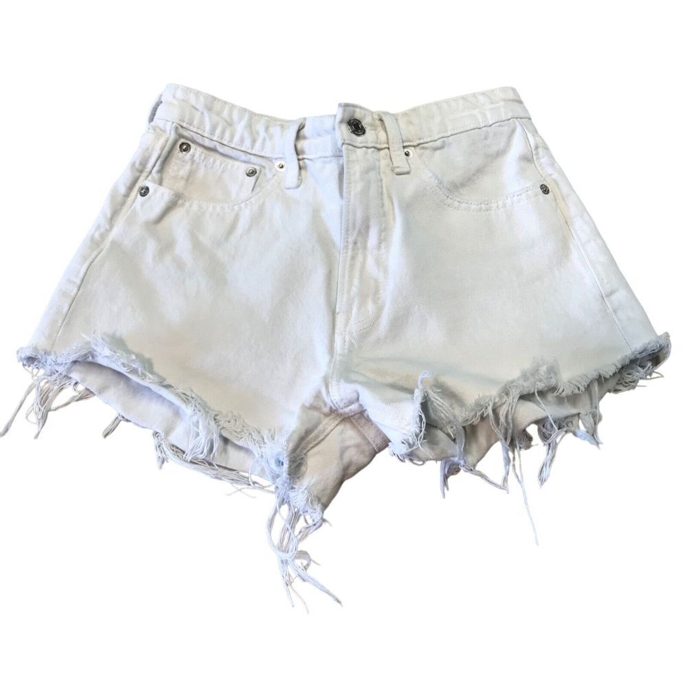 Lucky Brand Cone Denim womens 2/26 shorts Lucky pins shorts Frayed white‎ cotton
